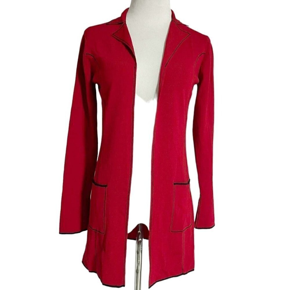 Red Open-Front Women's Cardigan Sweater